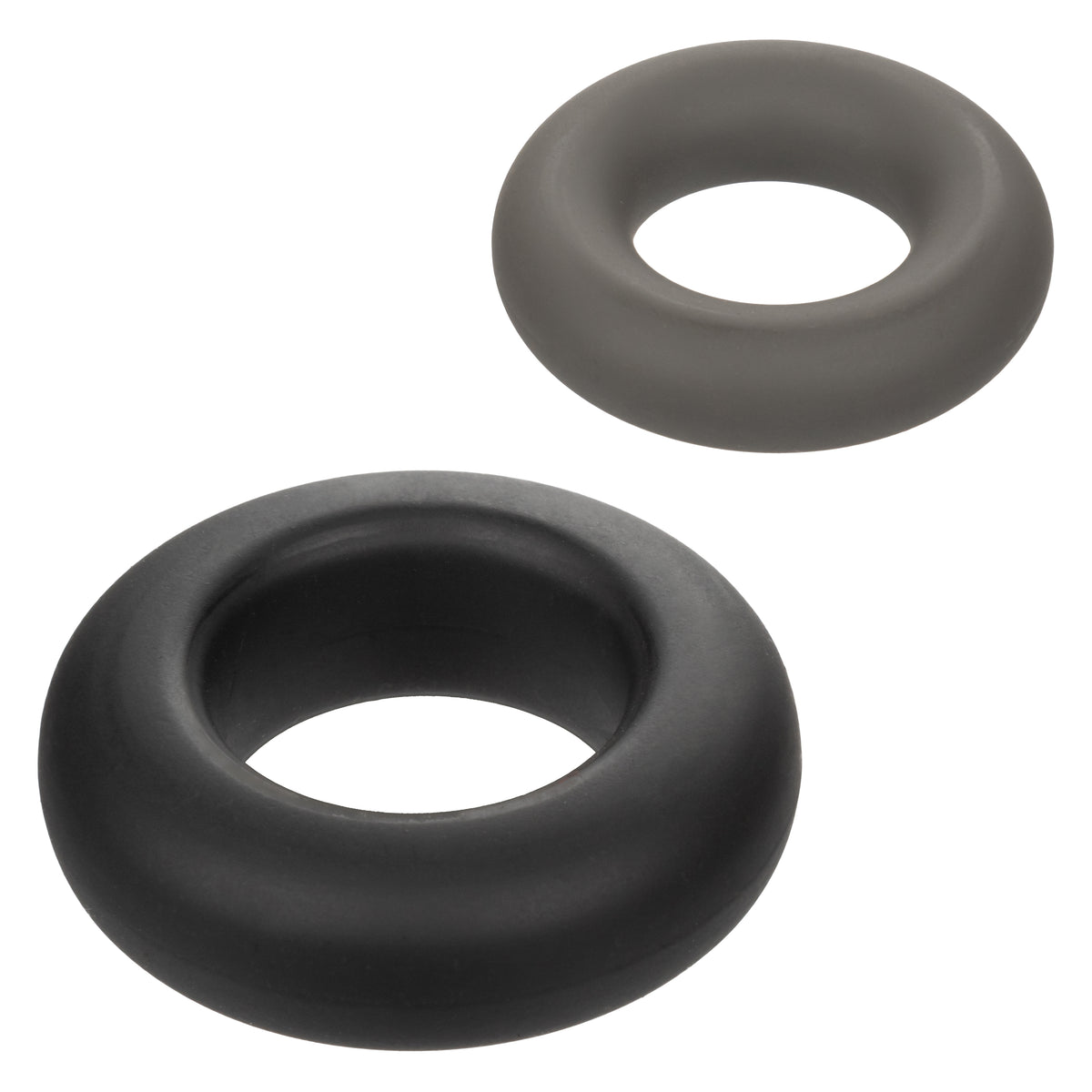 Alpha Liquid Silicone Prolong Set of 2 Stretchy Comfortable Rings in Black, Small 0.75” and Large 1” Diameter > Cock Ring > Sets
