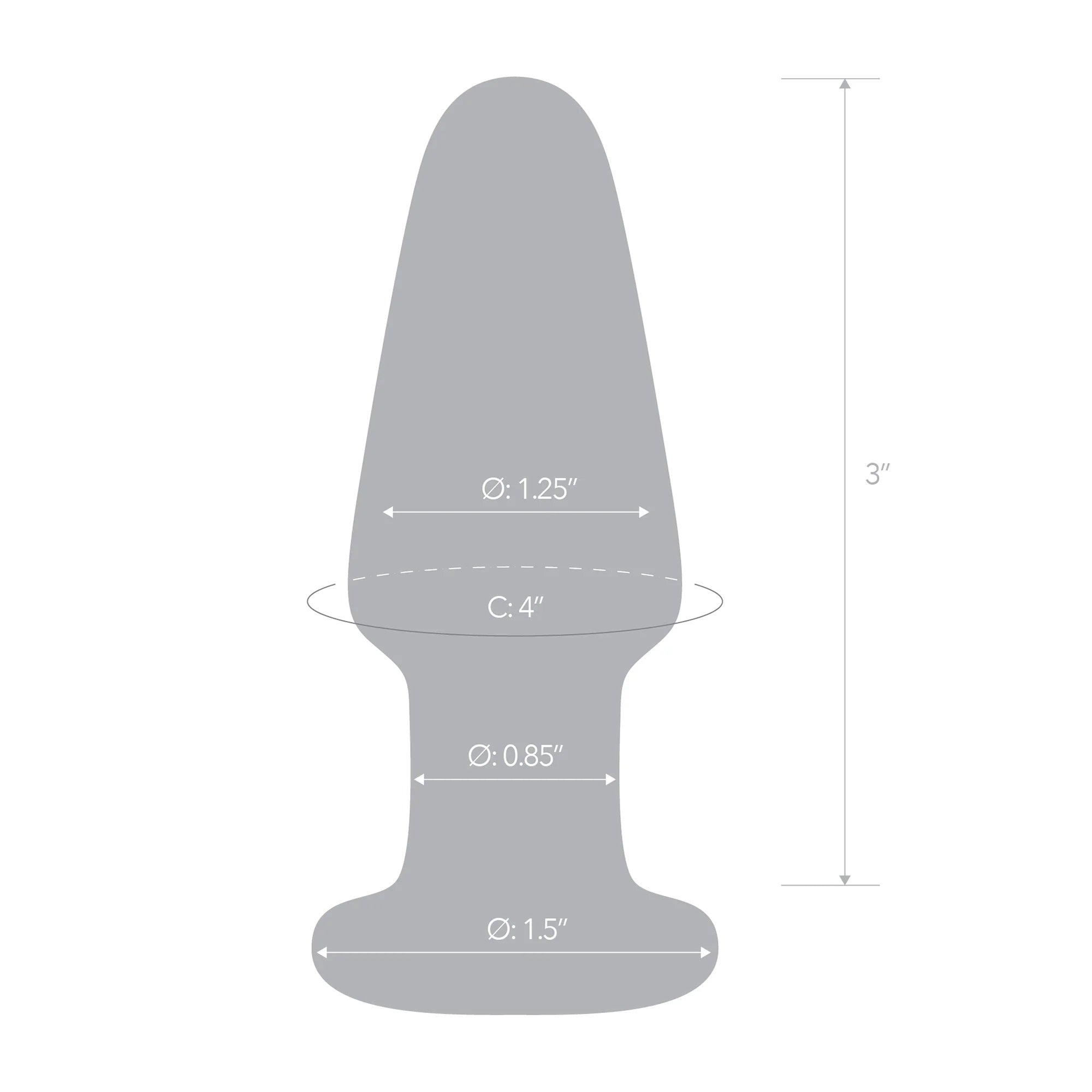 Glas 3.5 Inch Clear Hand Blown Glass Butt Plug with Tapered Tip Beginner Anal Toy Clear > Glass > Toys