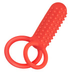 CalExotics Silicone Vertical Dual Enhancer Red Waterproof with 12 Intense Vibration Functions > Cock Ring > Vibrating