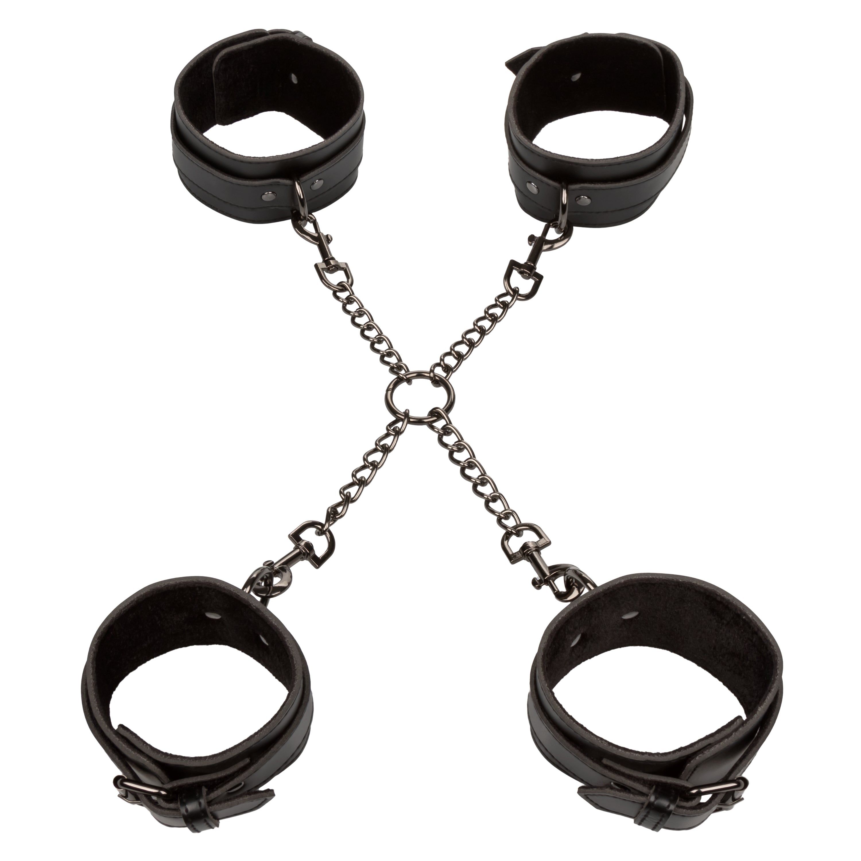 Euphoria Collection Black Hog Tie with Adjustable Velvet and Vegan Leather Cuffs, 9 to 10 Inch Circumference > Bondage Gear > Restraints