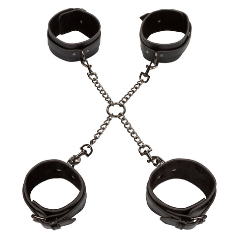 Euphoria Collection Black Hog Tie with Adjustable Velvet and Vegan Leather Cuffs, 9 to 10 Inch Circumference > Bondage Gear > Restraints