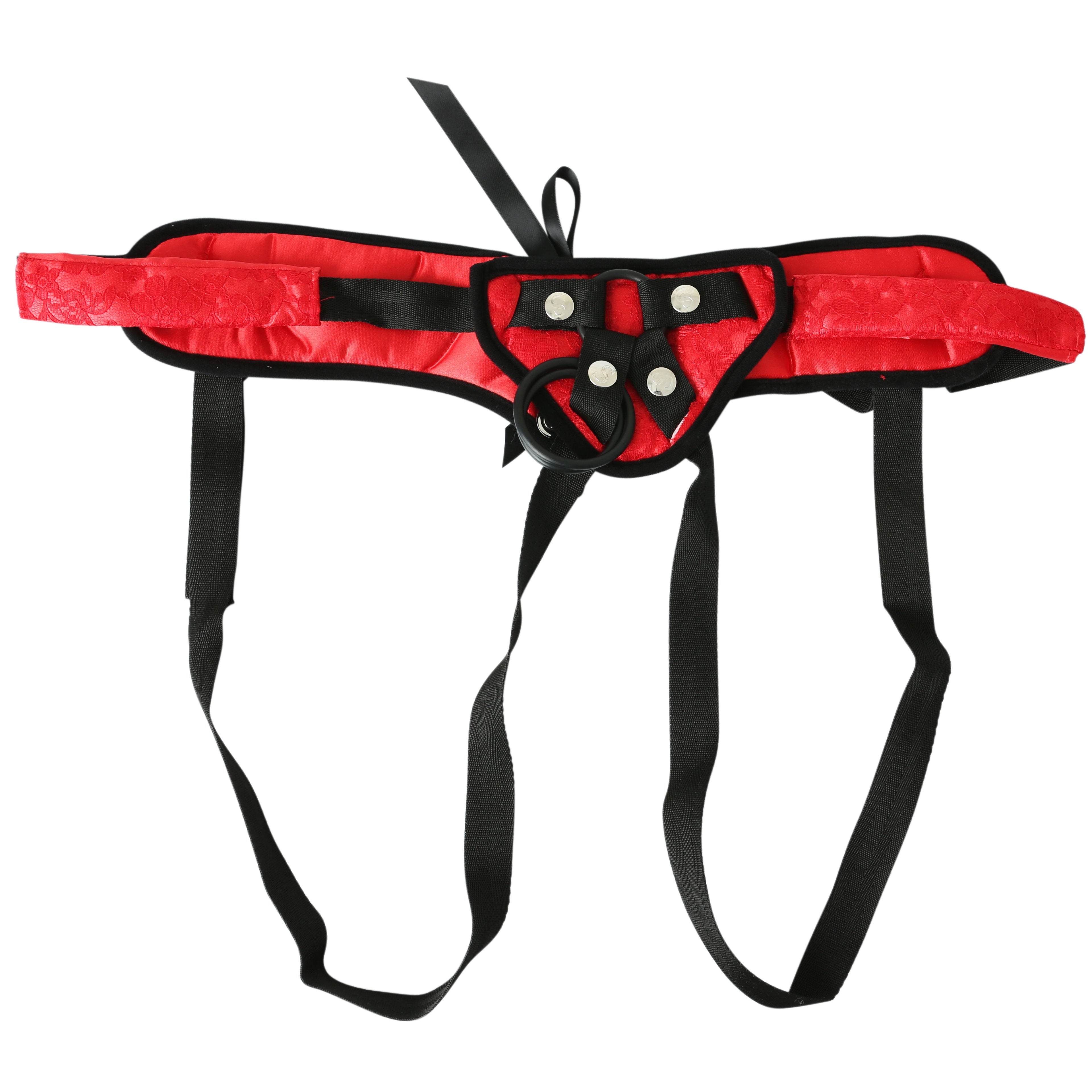 Sunset Lace Corsette Strap On Red Harnesses & Strap-Ons
