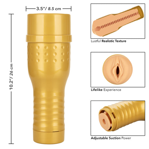 Private Tube Personal Trainer Tub Gold Real Skin TPR Suction Masturbator Sleeve > Sex Toys For Men > Masturbators > Manual