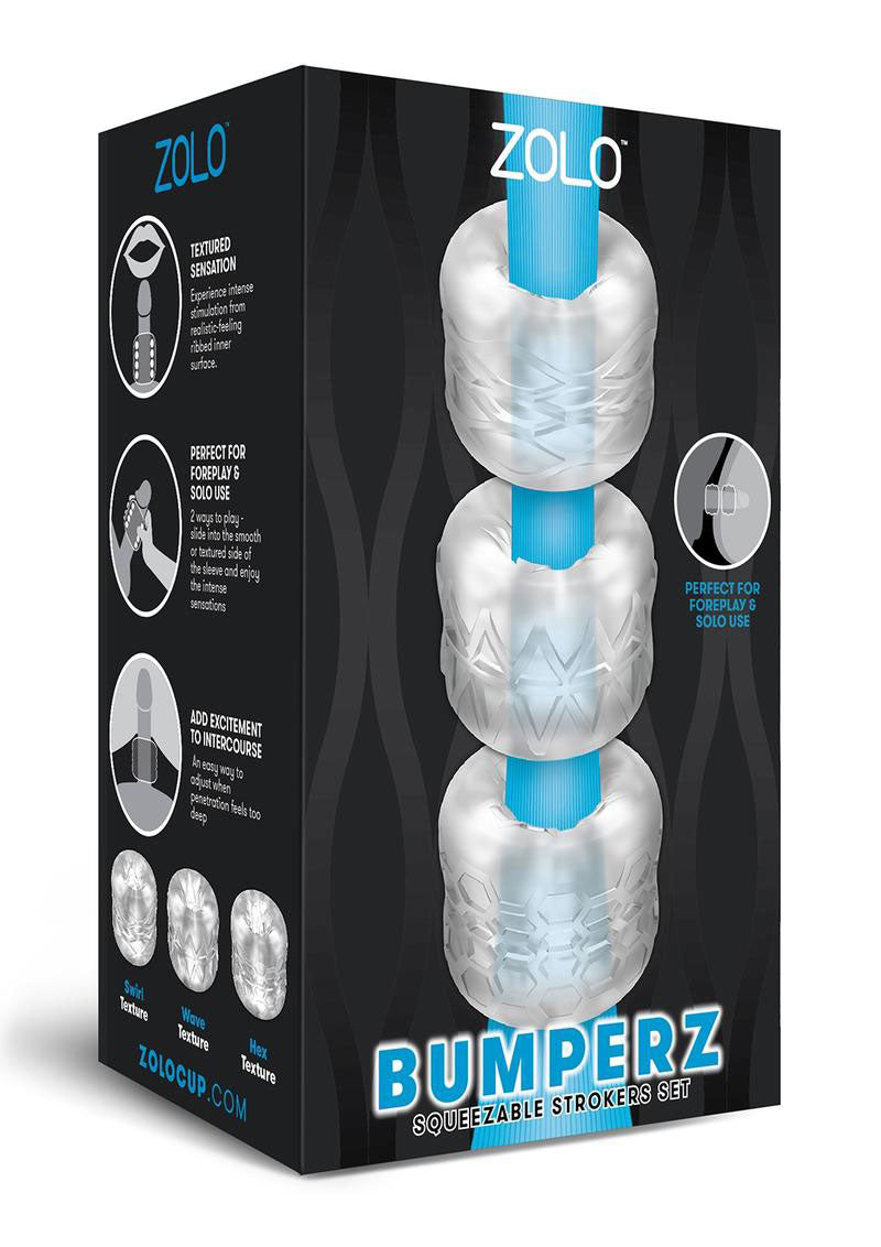 Zolo Bumperz 3 Piece Set – Textured Strokers > Sex Toys For Men > Masturbators > Manual