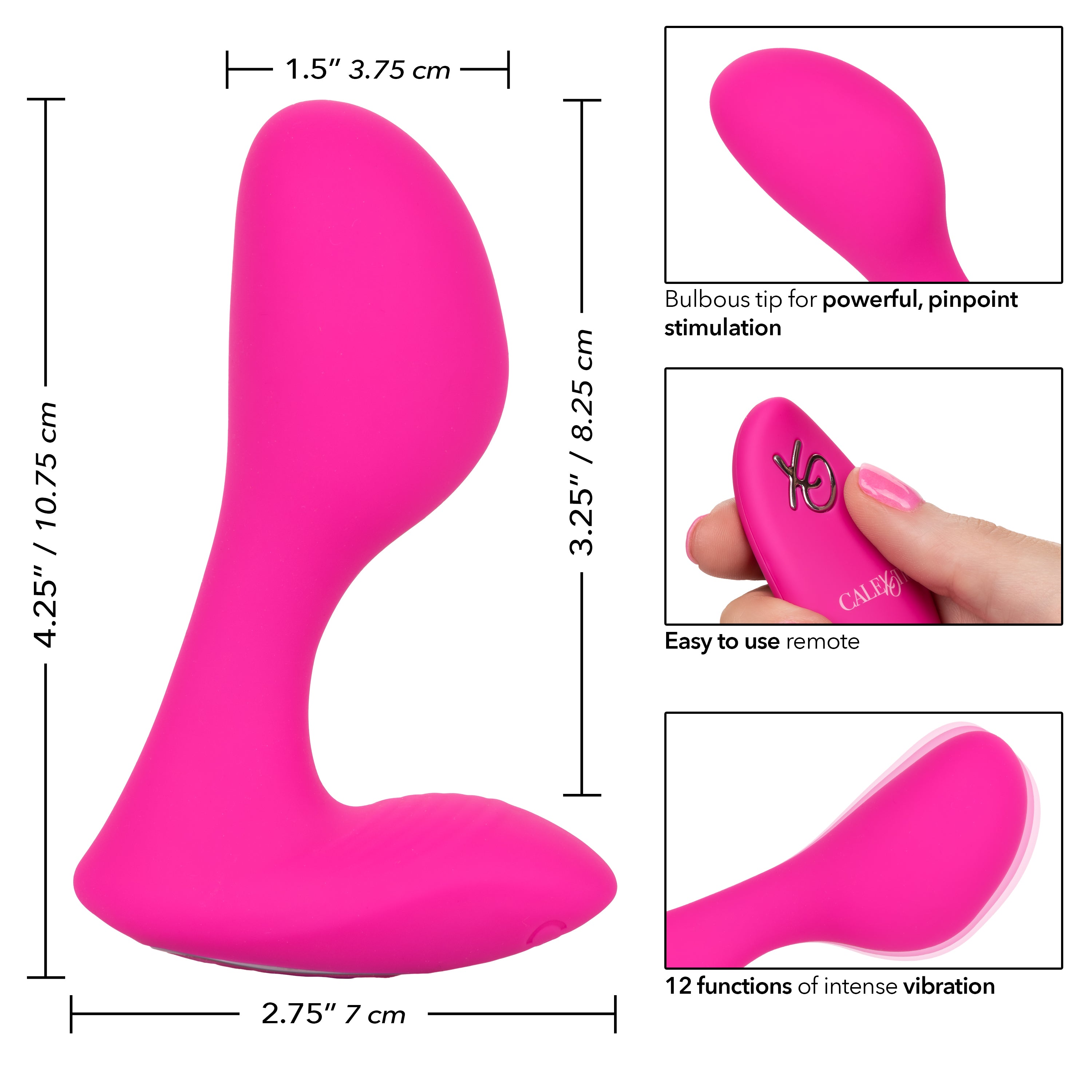 CalExotics Pink Silicone Remote G-Spot Arouser with 12 Vibration Functions and USB Rechargeable STIMULATORS
