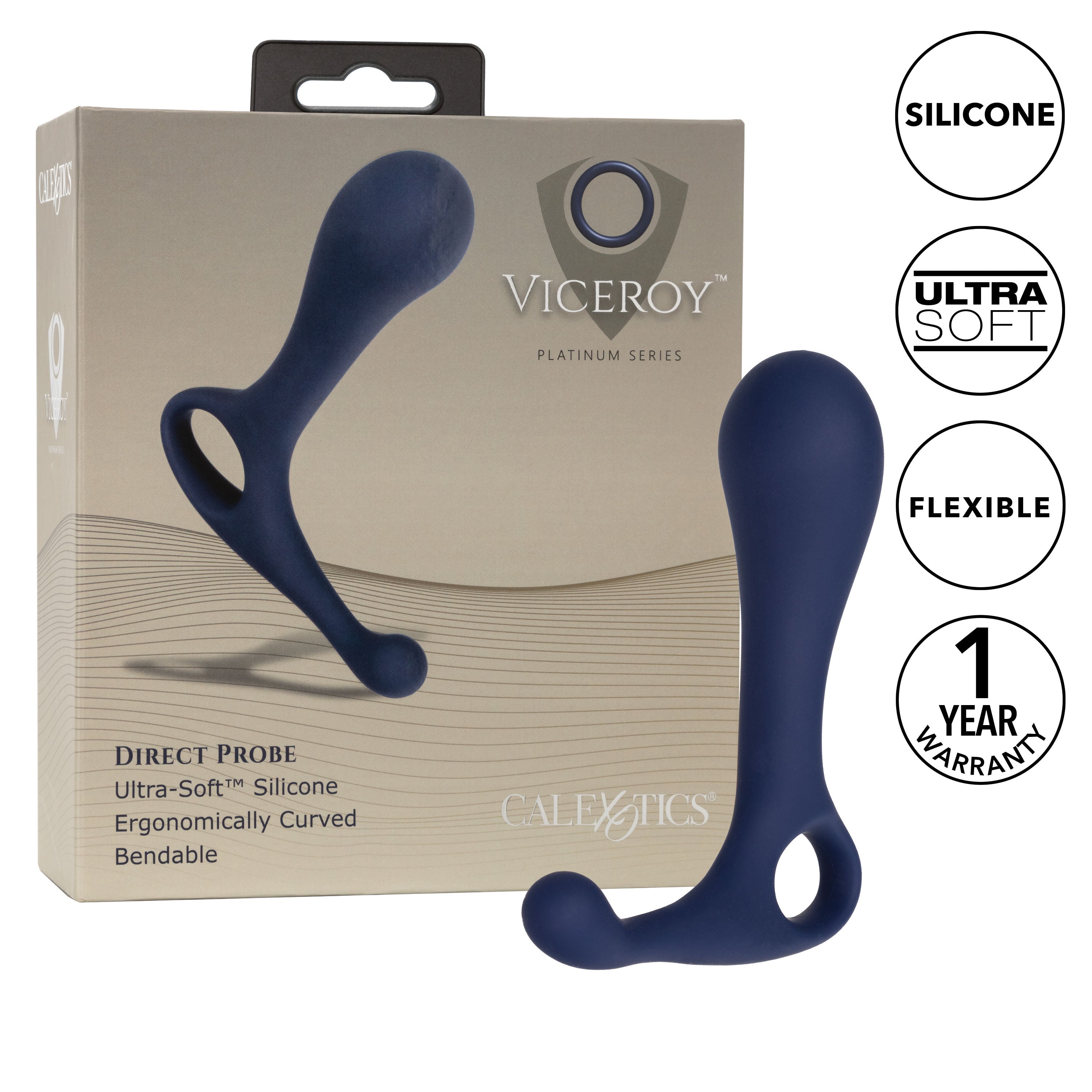 Viceroy Direct Probe Ultra-Soft Silicone Ergonomically Curved Bendable 4.75 x 3.5 Inch > Anal Range > Prostate Plugs
