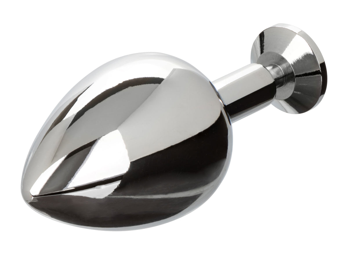 Star Fucker XL Teardrop Plug Black Silicone and Silver Metal Dual Enhancer with Sparkling Gem Accent > Anal Range > Prostate Plugs