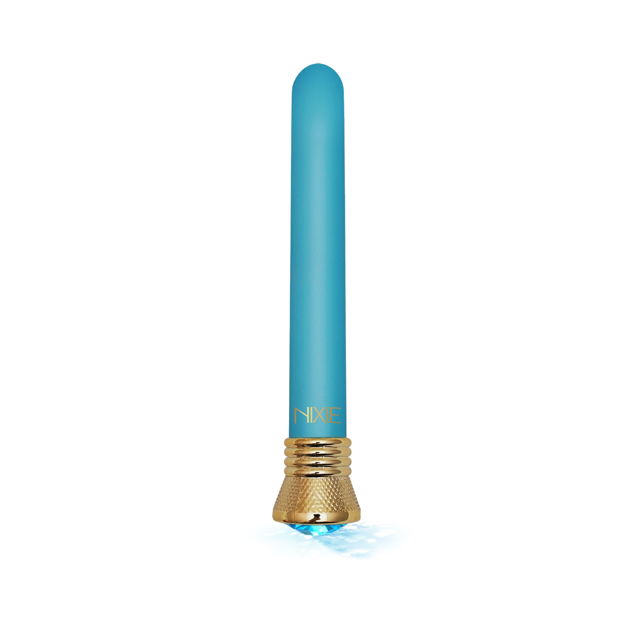 Nixie Jewel Satin Classic Vibe Aquamarine 7 Inch Waterproof G-Spot Vibrator > Vibrators > Standard Vibrators