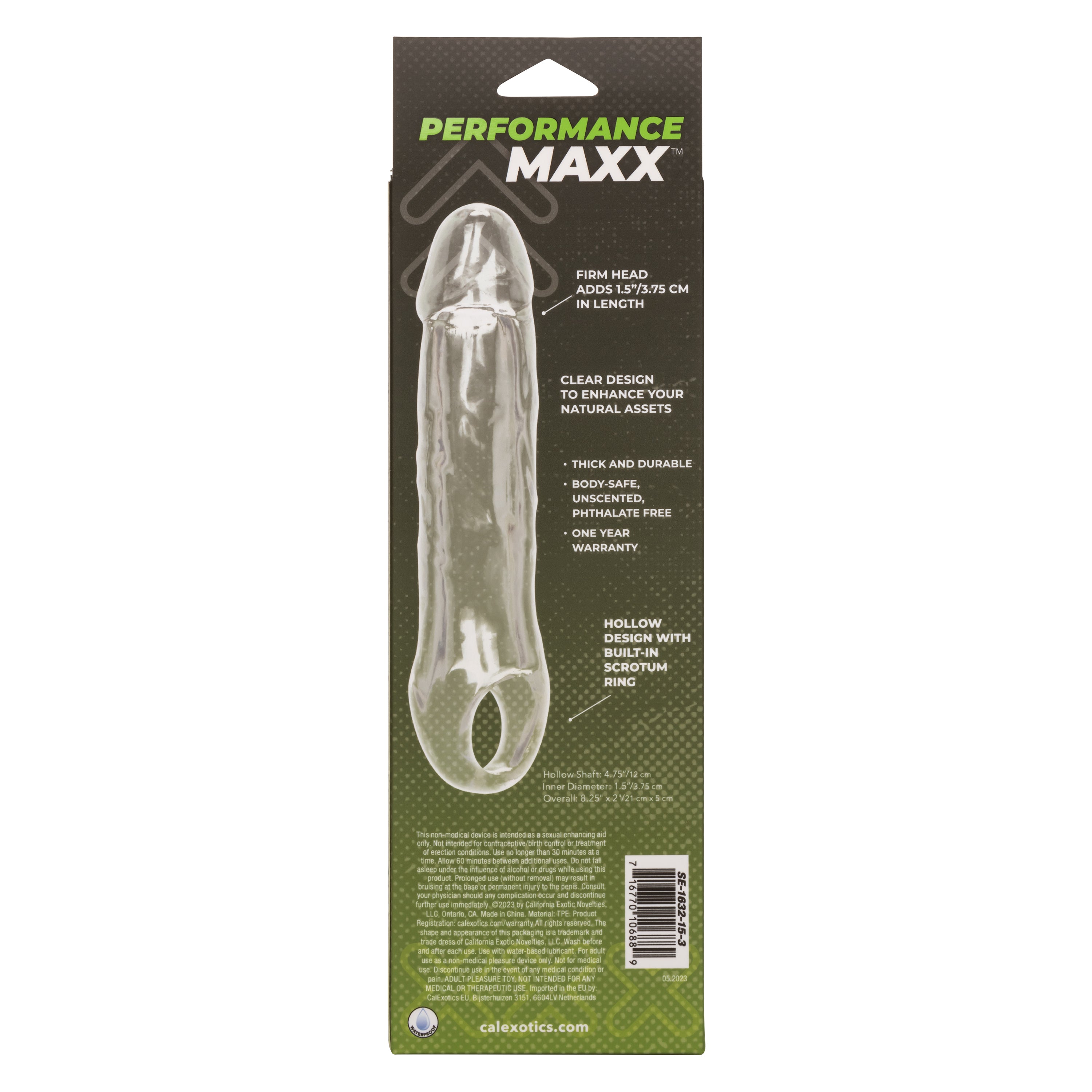 Performance Maxx Clear Penis Extension Sleeve 6.5 Inch Length > Sex Toys For Men > Penis Sleeves