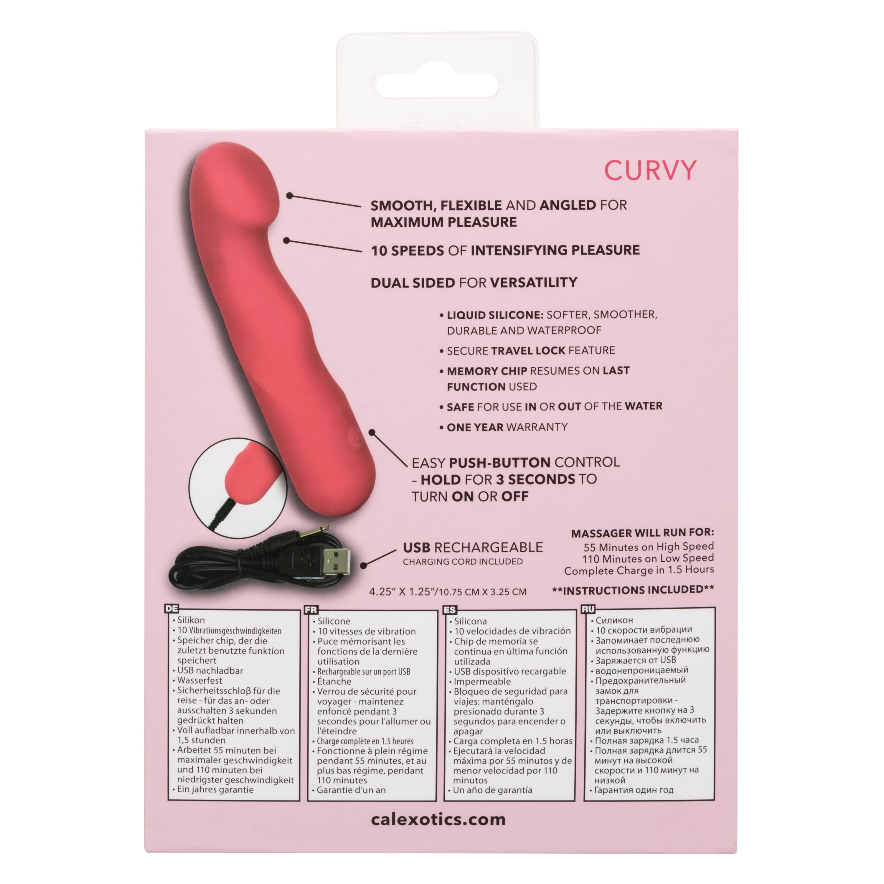 Liquid Silicone Pixies Curvy Pink Flexible Curved Massager with 10 Speeds > Vibrators > Standard Vibrators