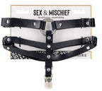 Shadow Garters – Faux Leather Garter Straps with Silver Hardware Black > Clothes > Hosiery > Garterbelt Sets
