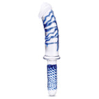 Glas 11 Inch Realistic Double Ended Blue and White Glass Dildo With Handle > Glass > Dildos