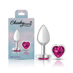 Cheeky Charms Silver Metal Butt Plug with Heart Pink Jewel Small > Anal Range > Jewel Butt Plugs