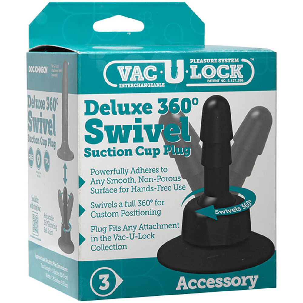Doc Johnson Vac-U-Lock Deluxe 360° Swivel Suction Cup Plug Accessory Black > Sex Toys > Sex Machines > Connectors