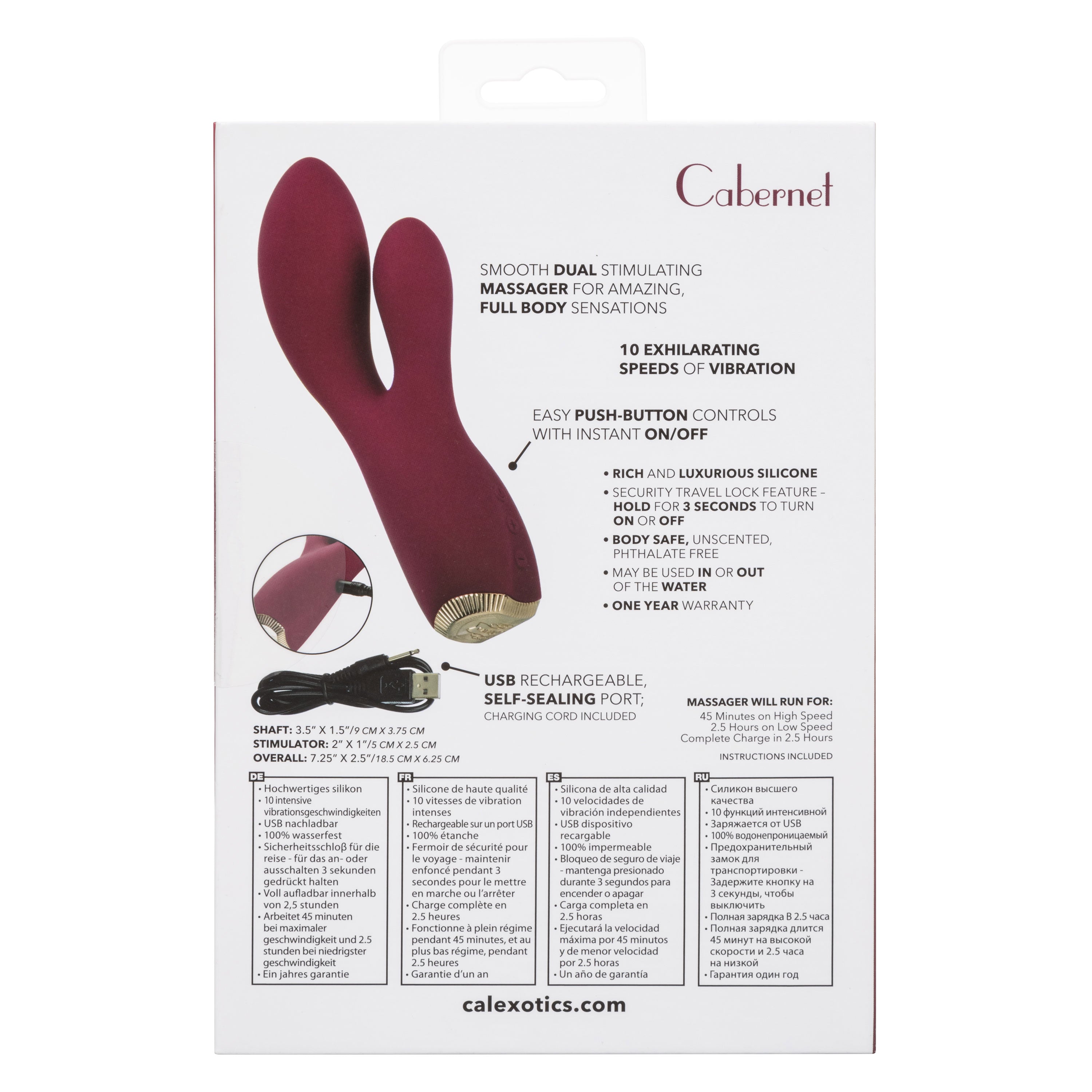 Uncorked Cabernet Dual Massager in Deep Wine Red with 10 Speeds and Silicone Vibrator > Vibrators > Ladies > Rabbit
