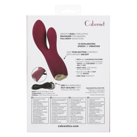 Uncorked Cabernet Dual Massager in Deep Wine Red with 10 Speeds and Silicone Vibrator > Vibrators > Ladies > Rabbit