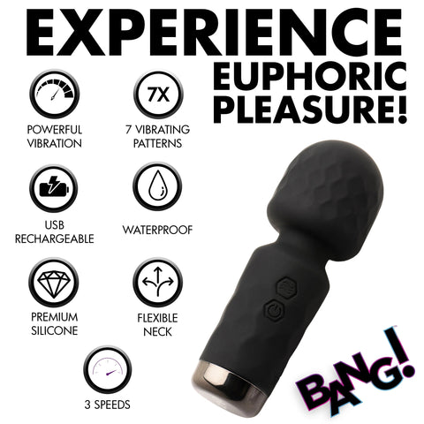 Bang 10X Mini Silicone Wand Black - Compact and Powerful Vibrator > Sex Toys For Ladies > Wand Massagers and Attachments