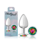 Cheeky Charms Round Jewel Butt Plug – Gunmetal or Silver, Metal Anal Plug with Gem (Small, Medium, Large) > Anal Range > Jewel Butt Plugs