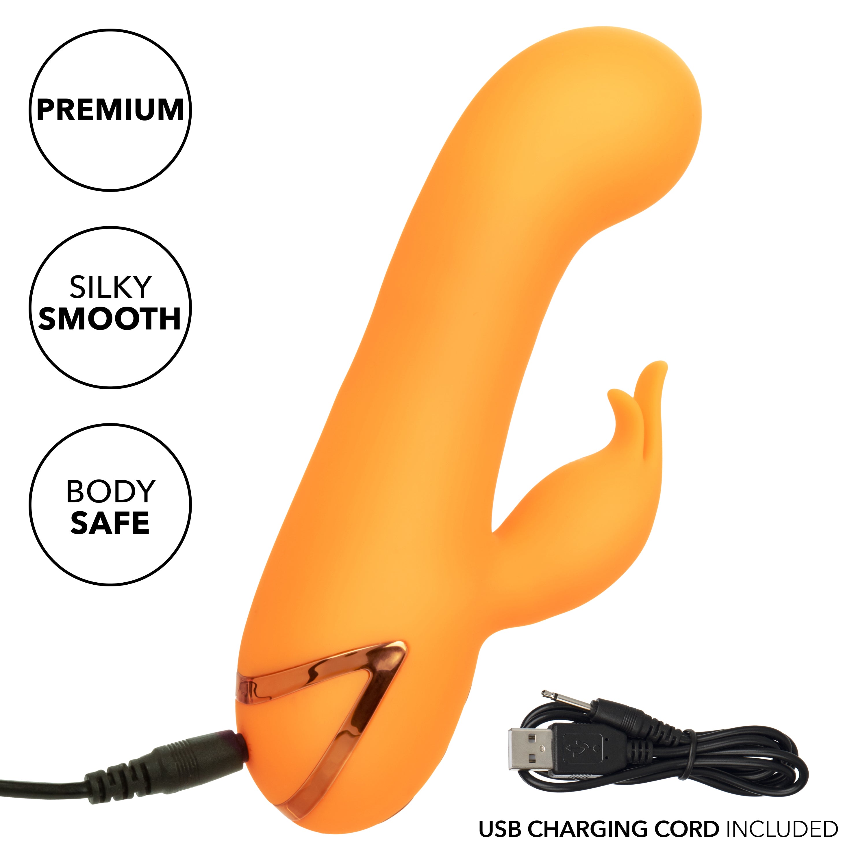 California Dreaming Montecito Muse Orange Silicone G-Spot Stimulator with 10 Vibration Functions and 3 Inflation Settings > Vibrators > Ladies > Rabbit
