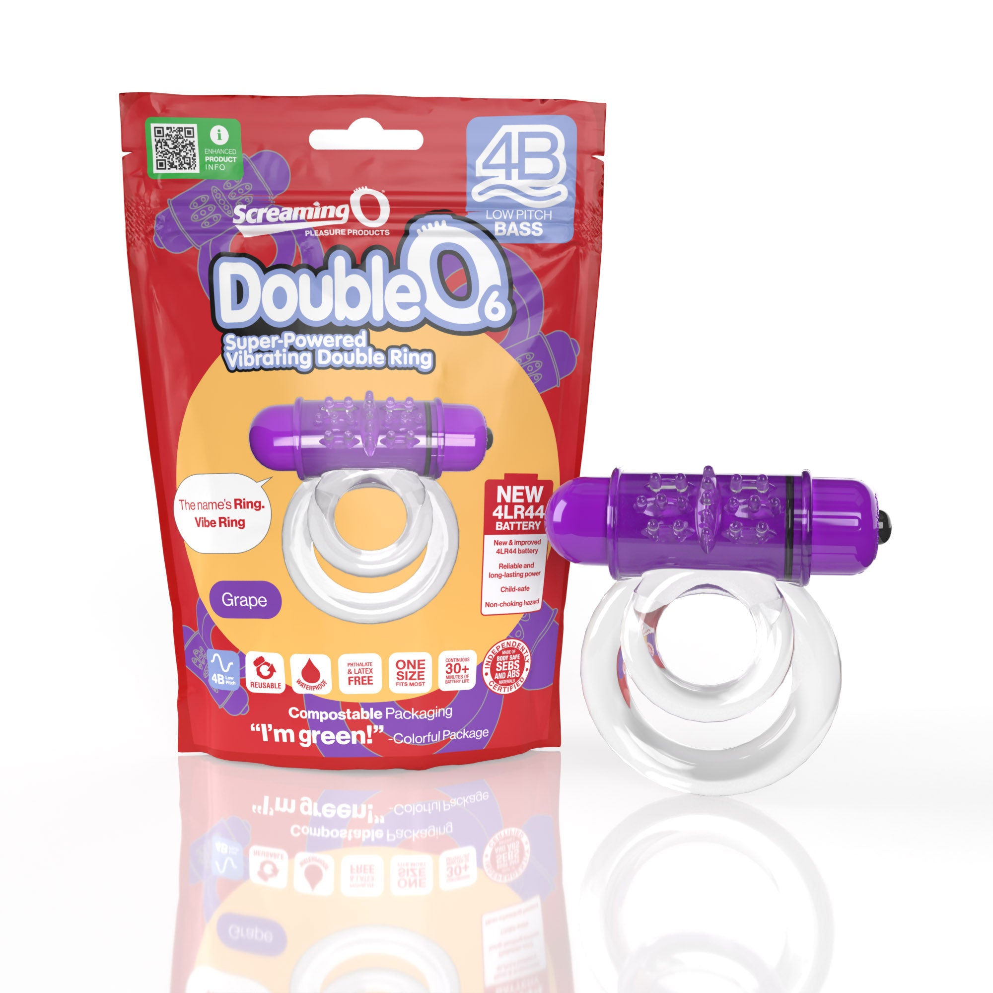Double O 6 4B Low Pitch Bass (Grape) > Cock Ring > Vibrating