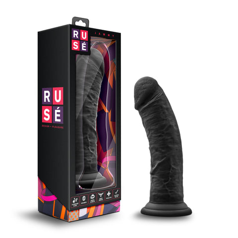 Ruse Jammy Black 8 Inch Girthy Dildo for Pleasure Black Dildos & Dongs