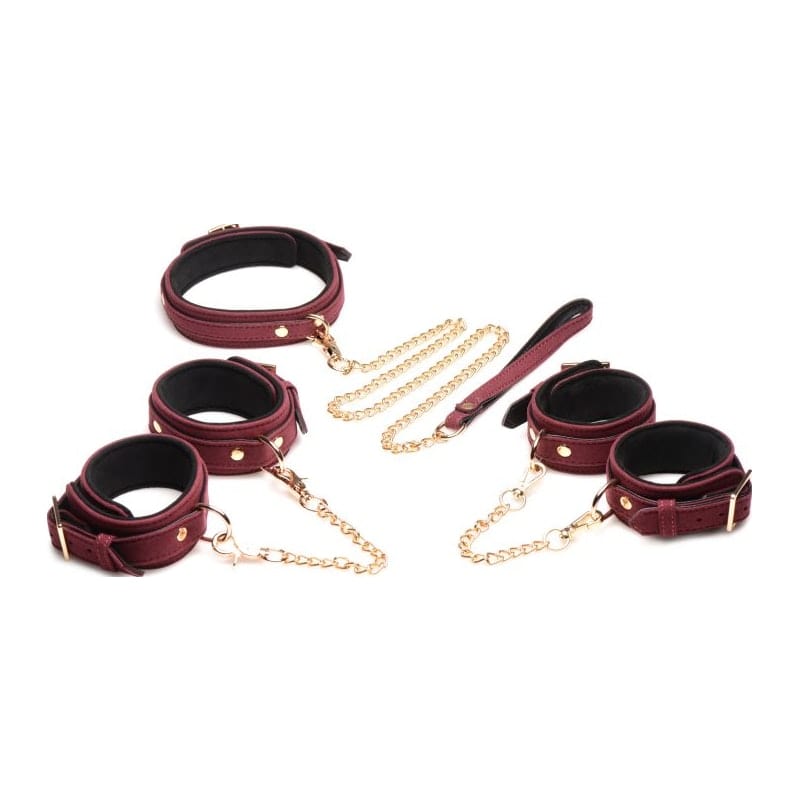 6 Pc Velvet Bondage Set Burgundy Secondary image
