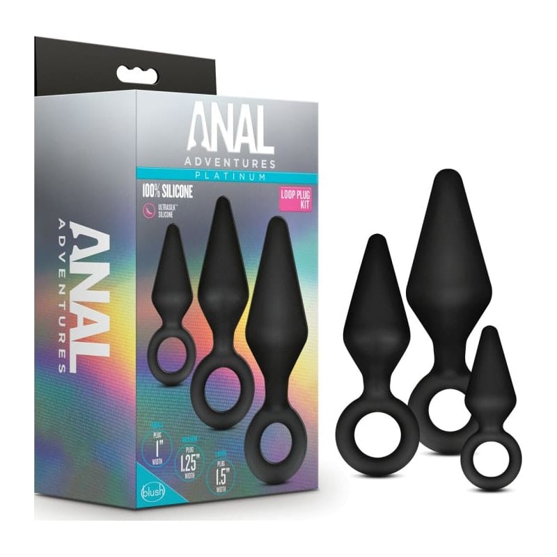 Anal Adventures Platinum Silicone Loop Anal Plug Kit (3 Inch) > Anal Range > Butt Plug Kits