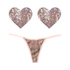 Bubbly Feels Nude Sequin Pantie and Heart Pastie Set > Clothes > Pasties
