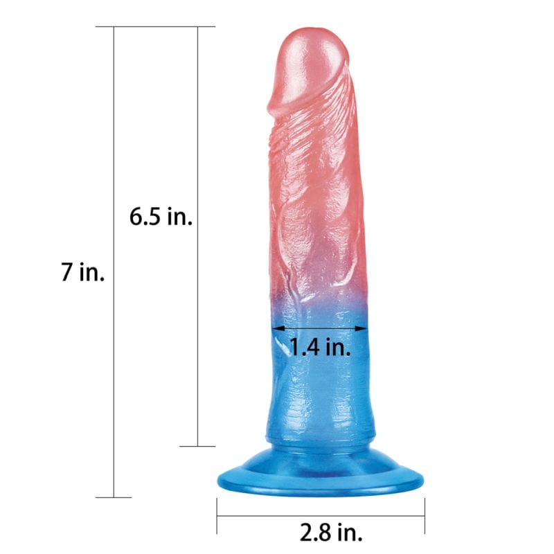 Dazzle Studs Dildo 7 Inch Pink and Blue Vibrant Pleasure Toy Secondary image