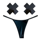 Dom Squad Black Wet Vinyl Pastie and G-String Set > Clothes > Pasties