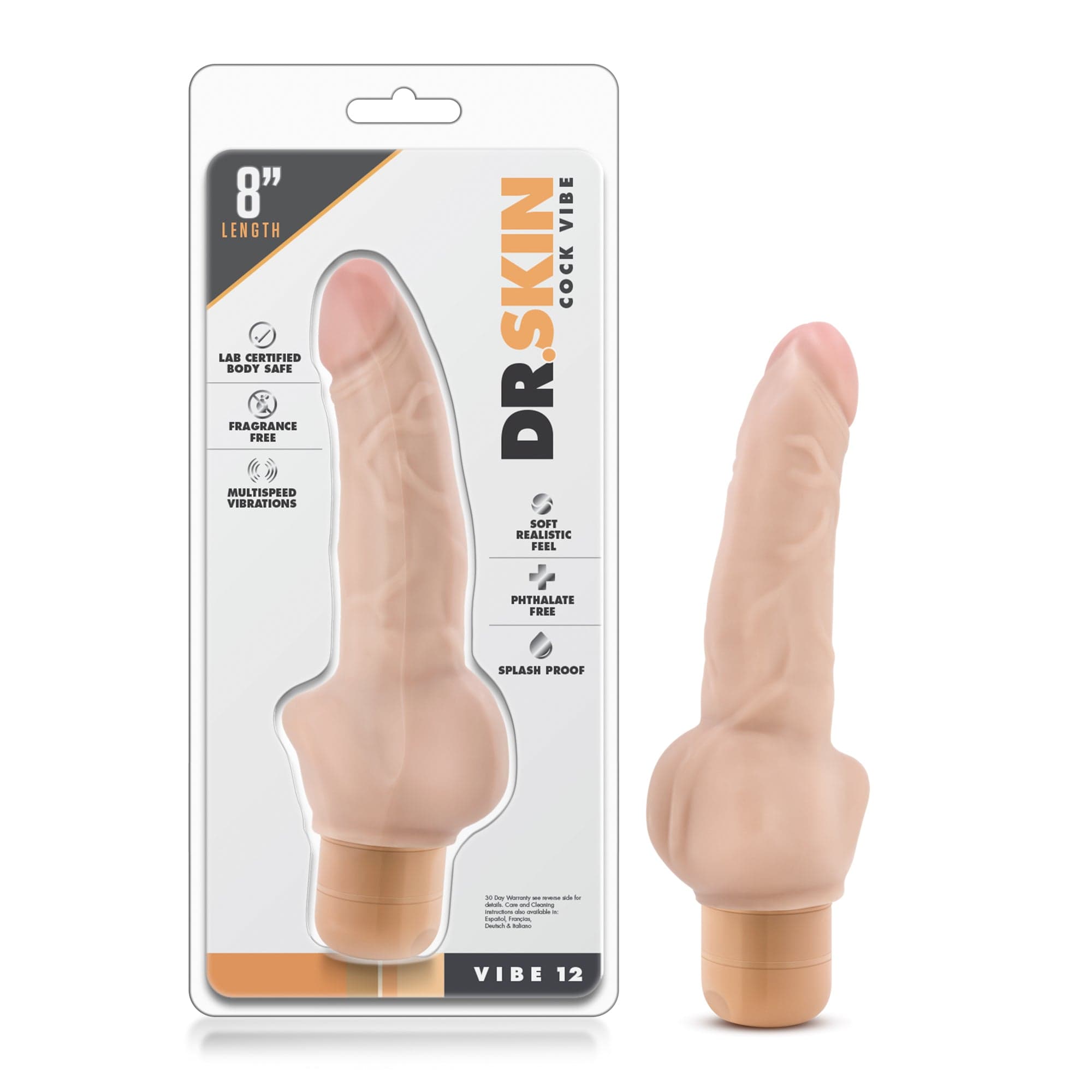 Dr Skin Cock Vibe 12 Inch Vibrating Cock Beige Secondary image