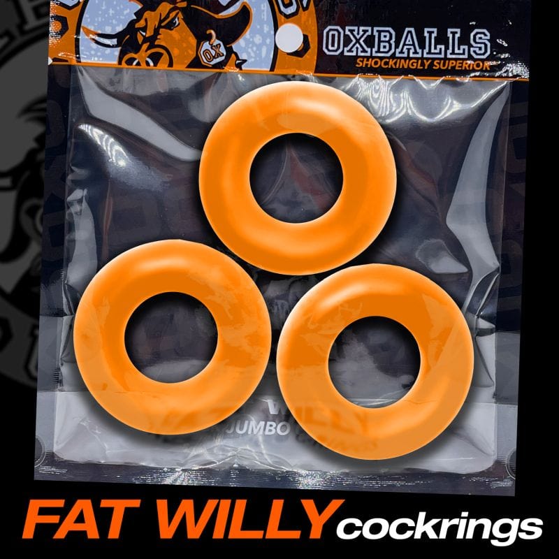 Fat Willy 3 Piece Jumbo Cockrings (Orange) – Soft and Durable Cockrings Secondary image