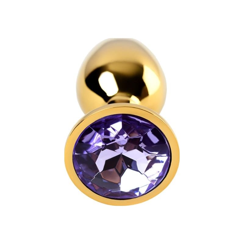 Gold Metal Anal Plug with Amethyst Crystal Small > Anal Range > Jewel Butt Plugs Main image