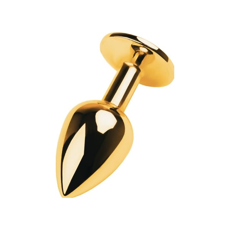 Gold Metal Anal Plug with Black Tourmaline Gem Small > Anal Range > Jewel Butt Plugs