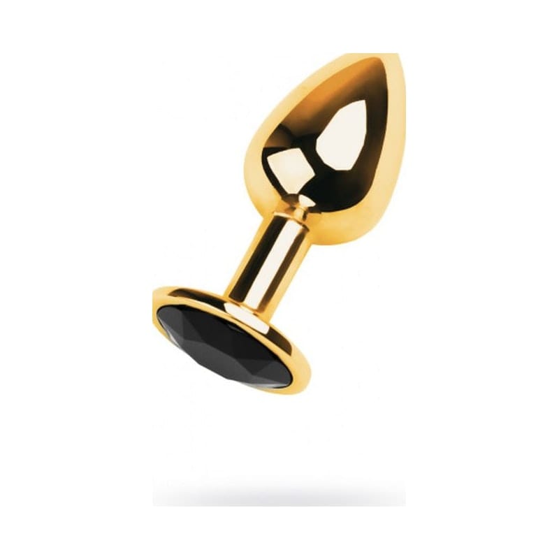 Gold Metal Anal Plug with Black Tourmaline Gem Small > Anal Range > Jewel Butt Plugs Main image