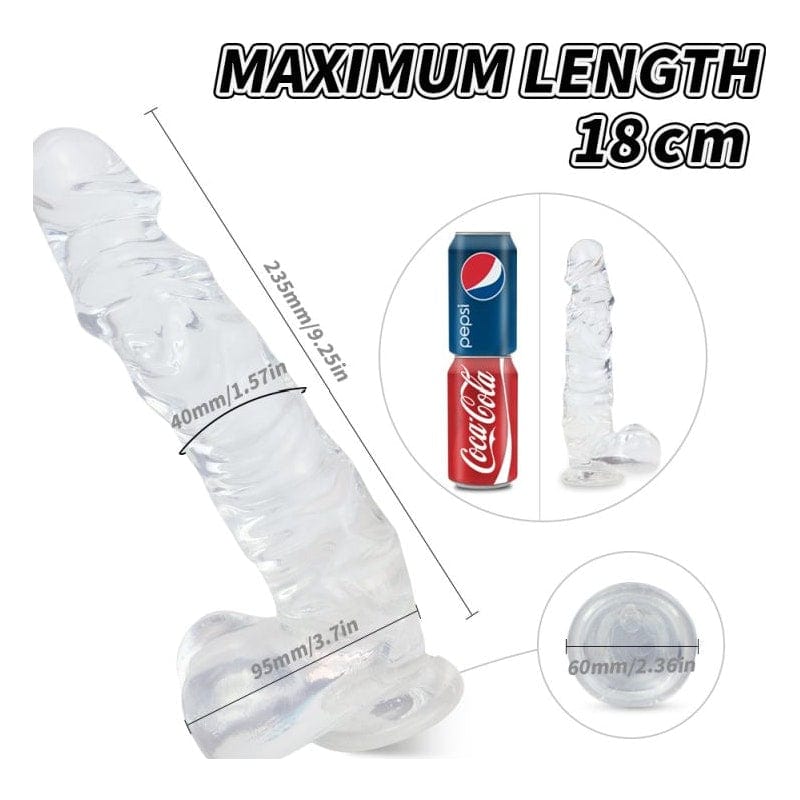 Kennard Dong w Balls Clear L 25cm Long with Suction Base > Dildos > Realistic Dildos