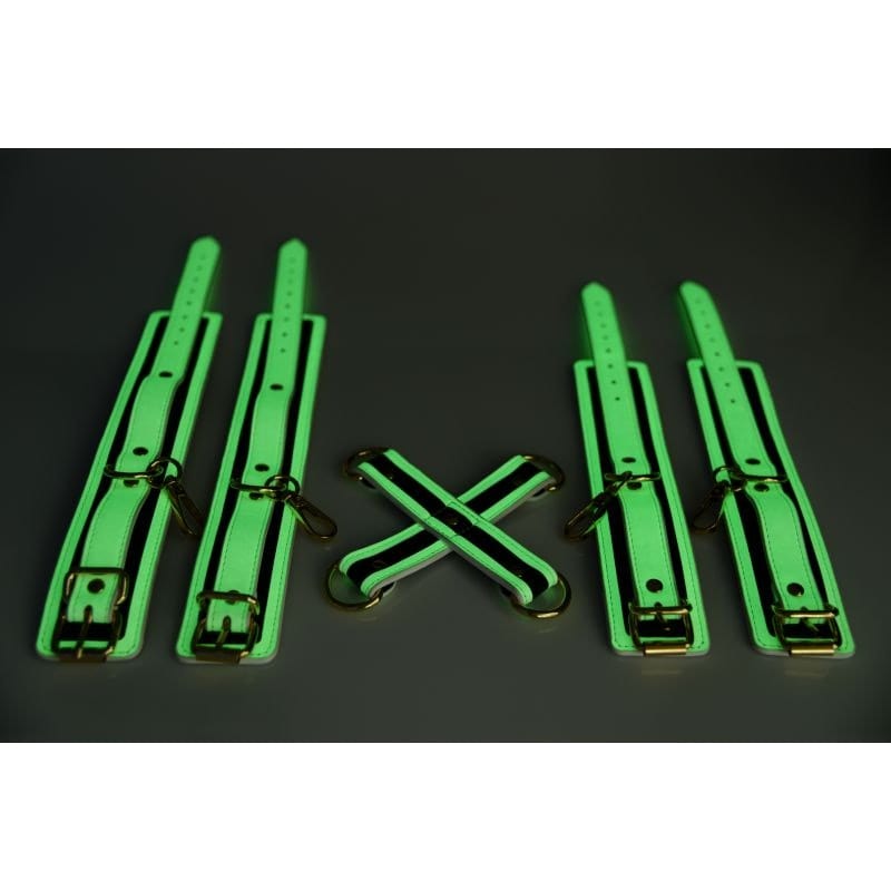 Kink In The Dark Glowing Hog Tie Set Fluorescent Green > Bondage Gear > Restraints