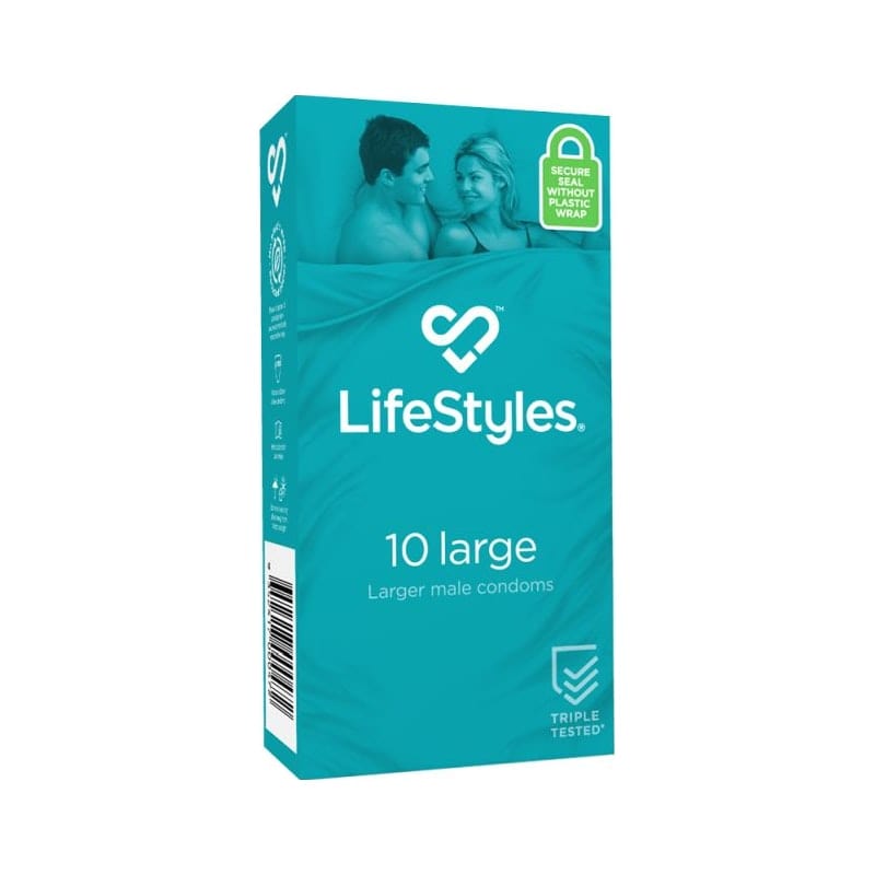 Large Easy-Fit Condom – Flared 56mm Nominal Width Lubricated Condom 10 Pack > Essentials > Condoms Main image