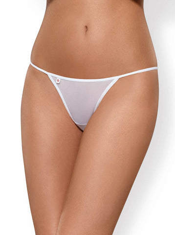Luiza Thong White with Flower Embroidery White Small Medium Panties