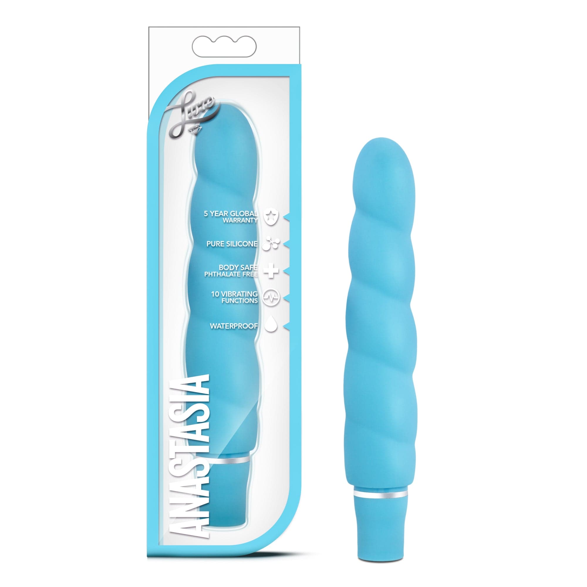 Luxe Anastasia Aqua 5.25 Inch Vibrating Silicone Toy > Vibrators > Standard Vibrators Main image