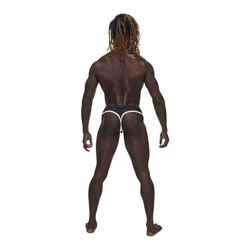 Male Power Sport Mesh Thong in Black for Men Black Large Extra Large Mens G-Strings