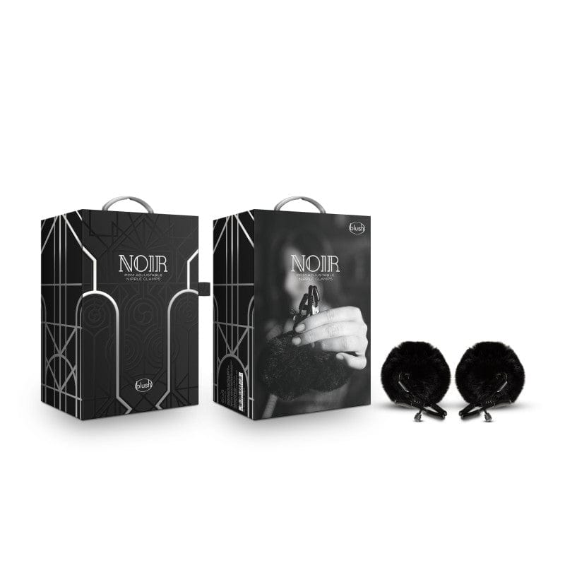 Noir Pom Adjustable Nipple Clamps with Black Furry Tips – Sensation Play Accessory > Sex Toys > Nipple Clamps Main image