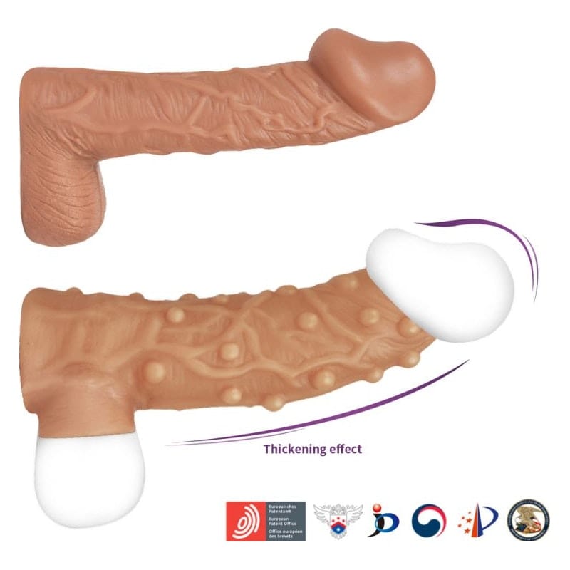 Nude Sleeve 10cm Shaft Soft Silicone Girth Enhancer with Studs Secondary image