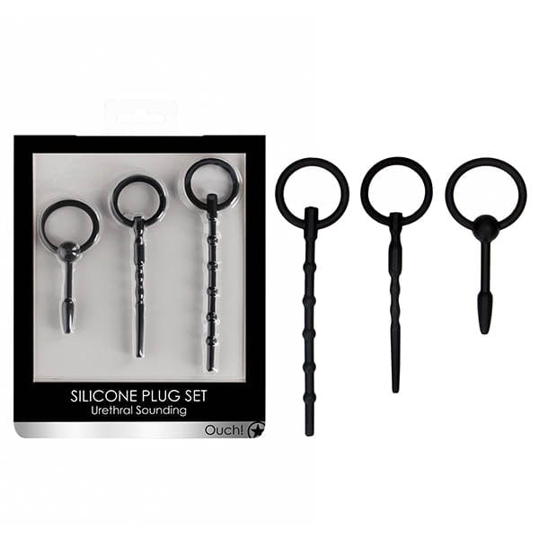 Ouch Urethral Sounding Plug Set Black Set of 3 Sizes > Sex Toys For Men > Sounding Rods Main image