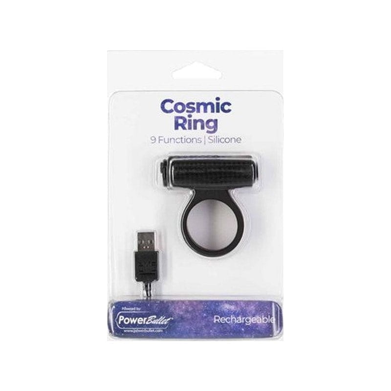 Power Bullet Cosmic Cock Ring w Bullet Black > Cock Ring > Vibrating