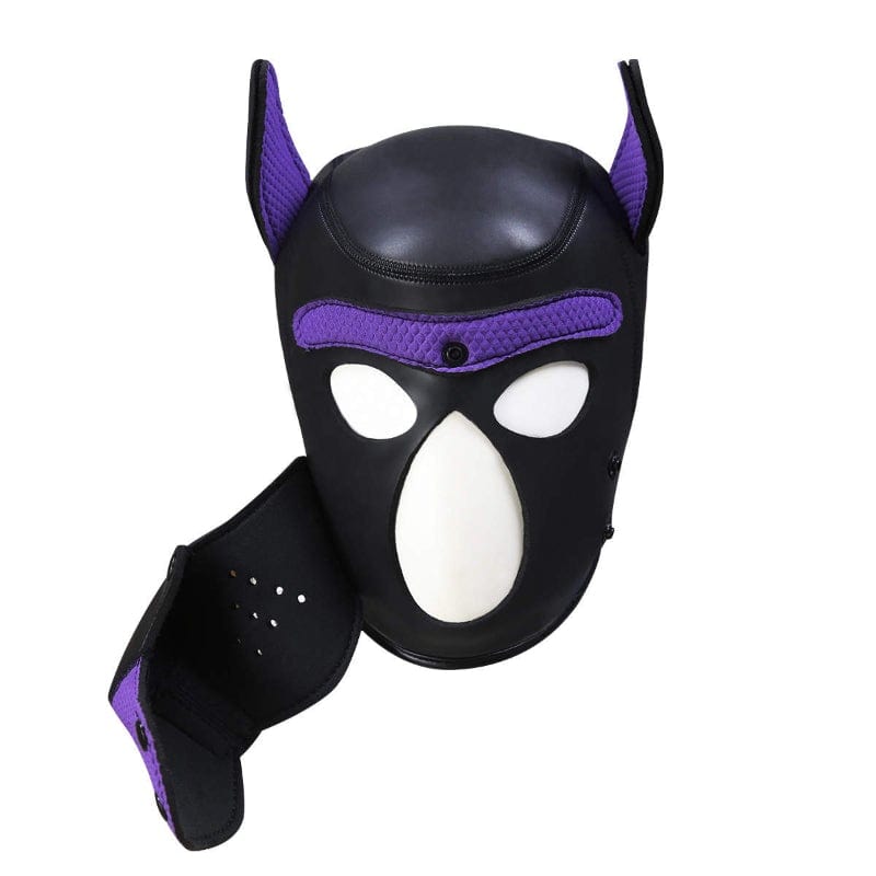 Puppy Play Mask in Purple Neoprene Rubber with Detachable Nose and Ears Secondary image