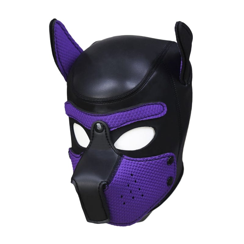 Puppy Play Mask in Purple Neoprene Rubber with Detachable Nose and Ears Purple Masks