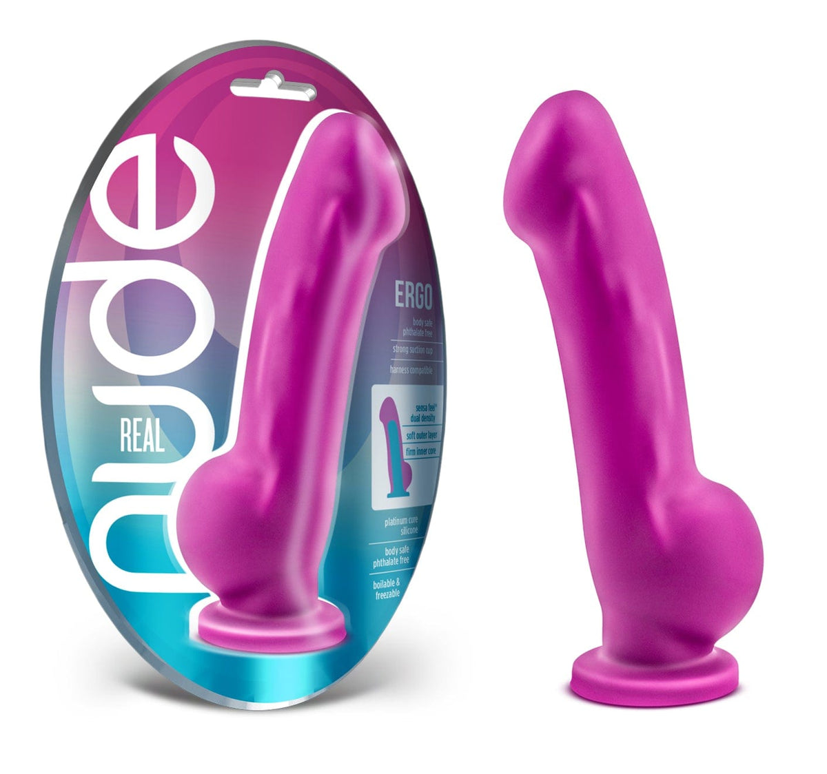 Real Nude Ergo Violet Dual Density Silicone 20cm Dildo - Boilable & Freezable > Dildos > Neutral Dildos