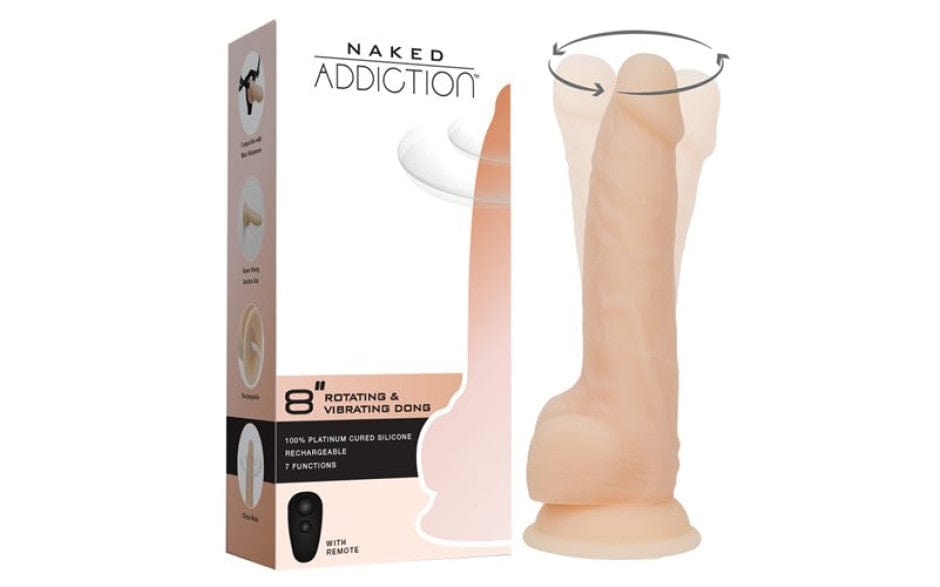 Rotating 8 Inch Vibrating Dildo with Remote in Vanilla Secondary image