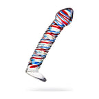 Sexus Glass Dildo Stripes with Base Blue and Red 16cm > Glass > Dildos